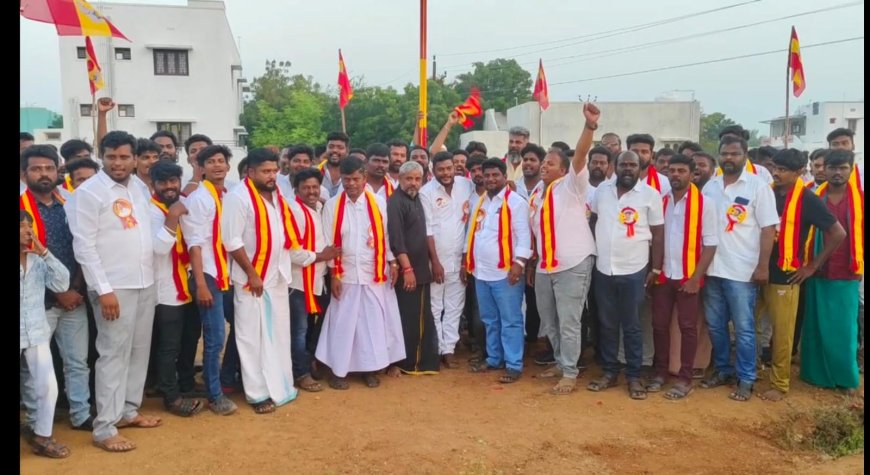தடைகளை உடைத்து கொடியேற்றி பொது கூட்டம் நடத்திய தமிழக வெற்றி கழகம்...
