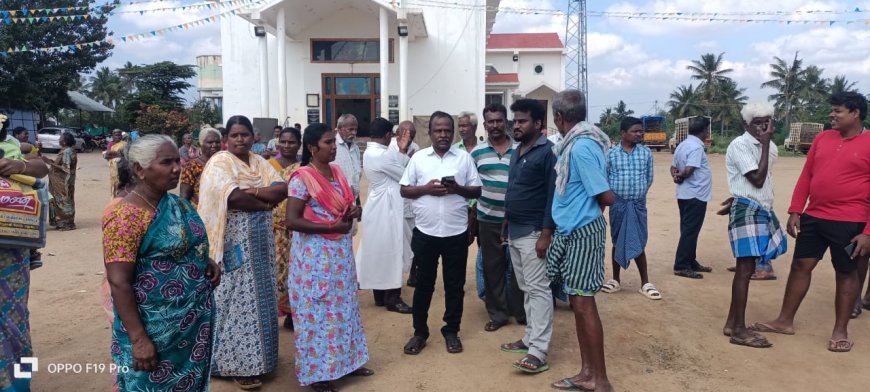 கிறிஸ்தவ ஆலயத்திற்கு சொந்தமான இடத்தை முறையாக அளந்து வழங்க வேண்டும் என அப்பகுதி பொதுமக்கள் வாக்குவாதத்தில் ஈடுபட்டனர்..!!