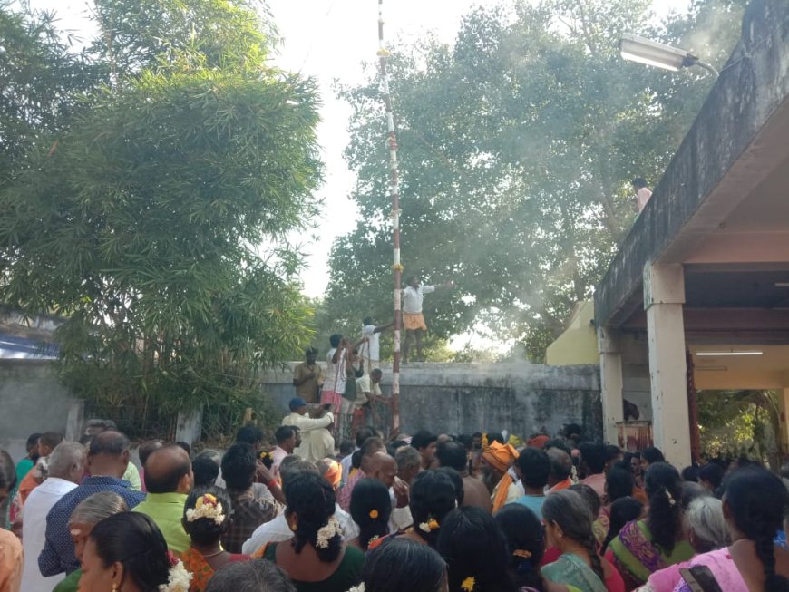 தேவதானப்பட்டி மூங்கிலணை காமாட்சியம்மன் கோயிலில் கொடியேற்றம்...