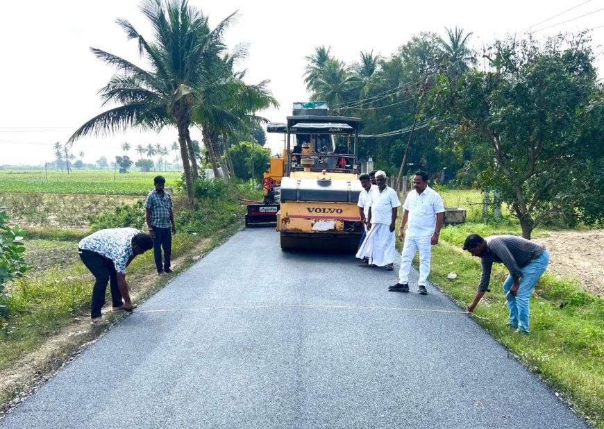 ரூ.1.07 கோடி மதிப்பீட்டில் தார் சாலை அமைக்கும் பணி, ஒன்றிய தலைவர் ஆய்வு..!