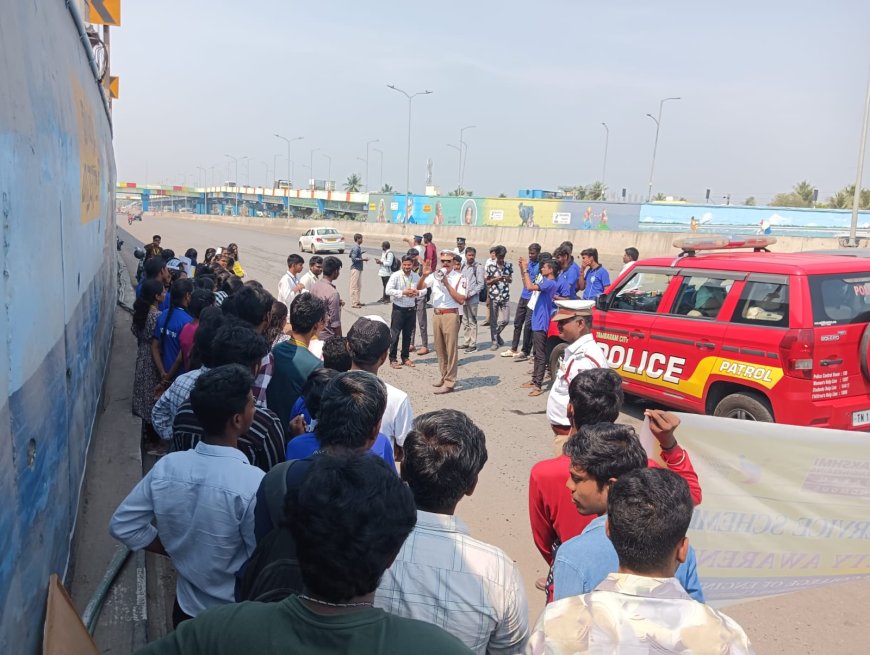 மக்களுக்கான போக்குவரத்து விழிப்புணர்வு பிரச்சாரம் தனலட்சுமி பொறியியல் கல்லூரி மற்றும்பெருங்களத்தூர் போக்குவரத்து காவல் துறை  சார்பில் நடைபெற்றது...