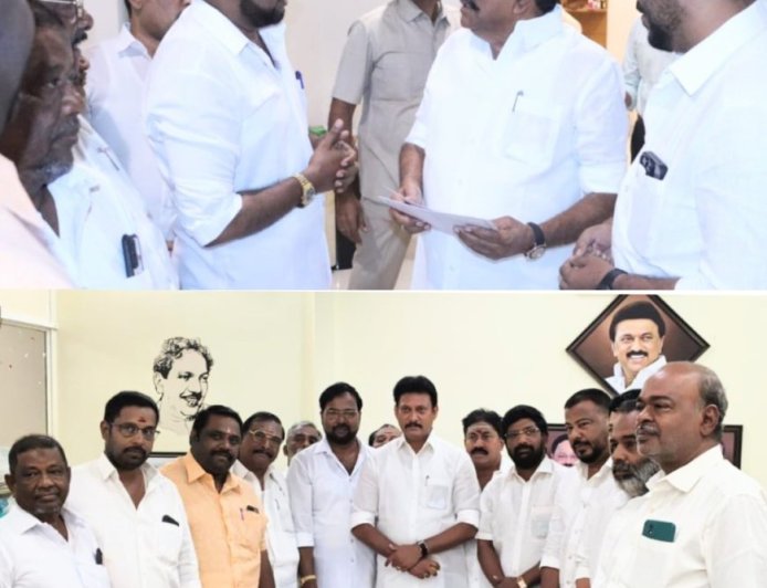 காந்தி மார்க்கெட் பிரச்சனை : அமைச்சருடன் காந்தி மார்க்கெட் அனைத்து வியாபார சங்கங்களின் கூட்டமைப்பு நிர்வாகிகள் சந்திப்பு