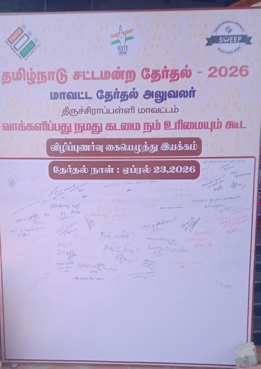 100% வாக்குப்பதிவை நோக்கி: திருச்சிராப்பள்ளி மாவட்டத்தில் தேர்தல் ஆணையத்தின் விழிப்புணர்வு !