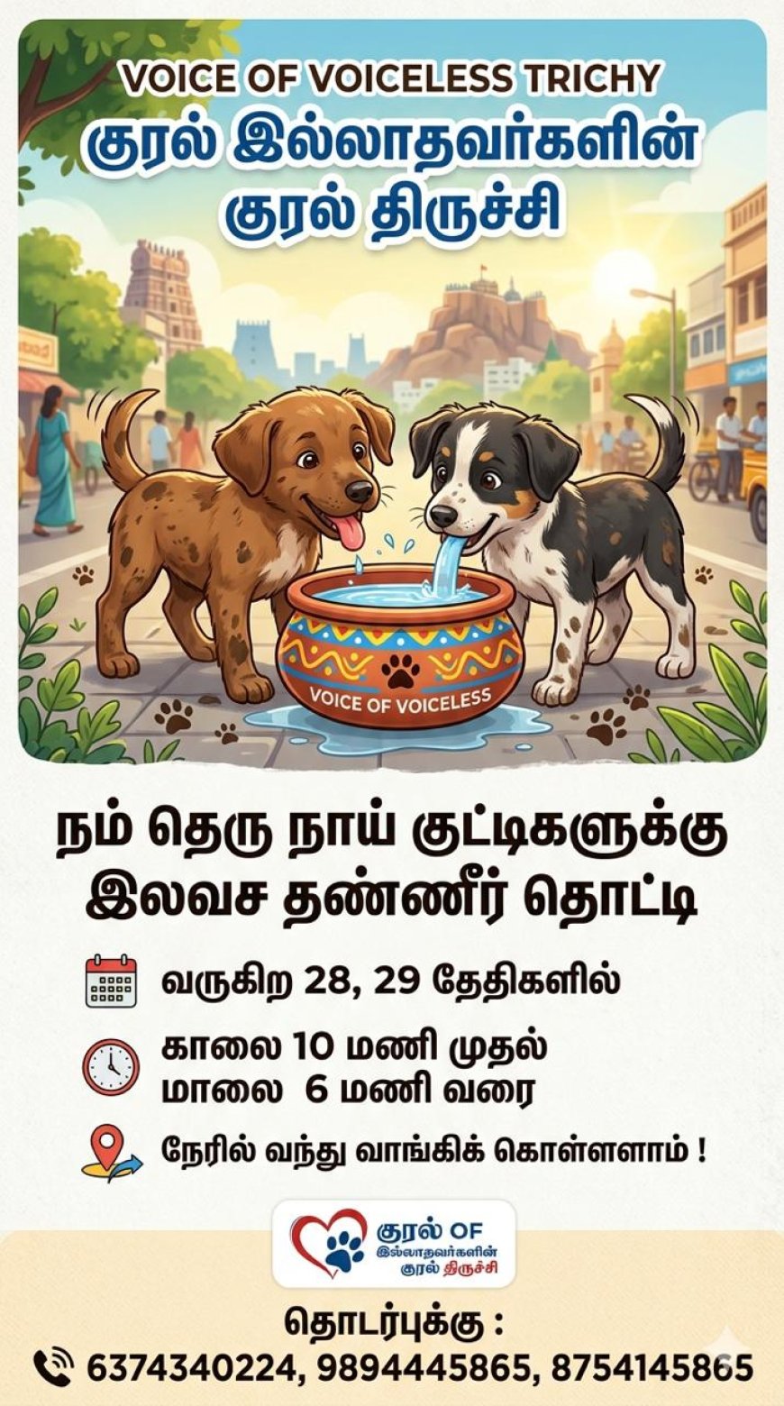 கோடை வெயிலில் வாயில்லா ஜீவன்களுக்கு உதவும் 'குரல் இல்லாதவர்களுக்கு குரல்' இயக்கம்...