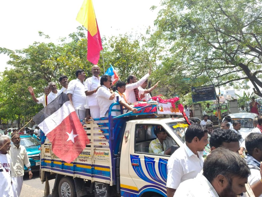 திமுக கூட்டணி கட்சிக்கு ஒதுக்கப்பட்ட மணப்பாறை தொகுதி மனித நேய மக்கள் கட்சி வேட்பாளருக்கு உற்சாக வரவேற்பு...