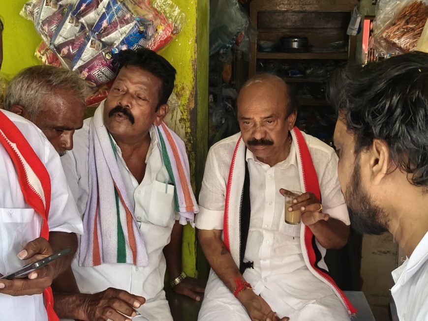 தெலுங்கு பேசும் மக்களிடம் தெலுங்கில் மாட்லாடி வாக்கு சேகரித்த ஶ்ரீரங்கம் அதிமுக வேட்பாளர் மனோகரன்...