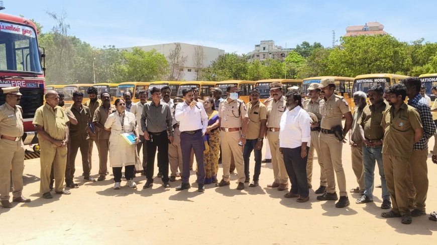 புதிய கல்வியாண்டை முன்னிட்டு தனியார் பள்ளி பேருந்துகள் மீது தீவிர ஆய்வு மேற்கொண்ட கோவை  மாவட்ட ஆட்சியர் பவன்குமார்...