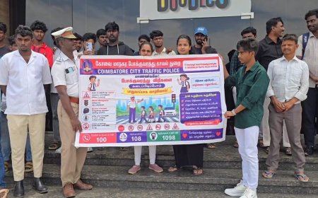 கோவையில் போக்குவரத்து காவல்துறையினர் ஏற்படுத்திய விழிப்புணர்வு!